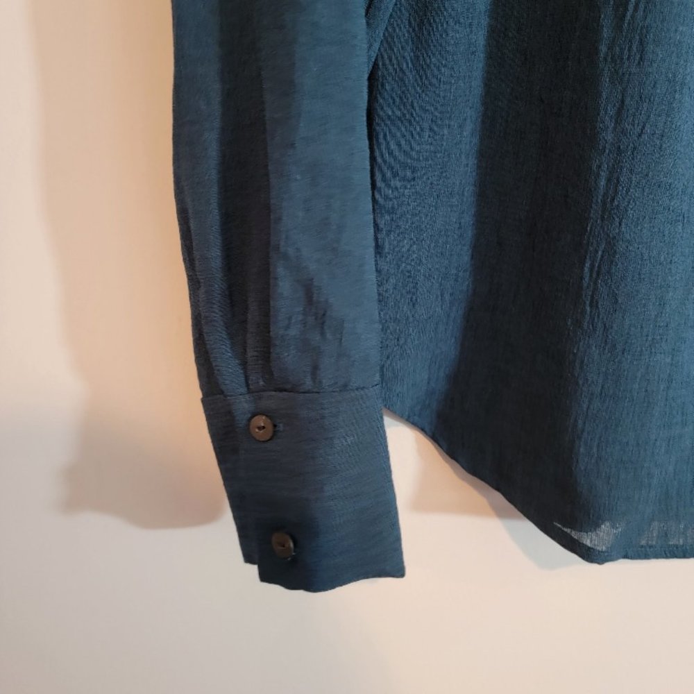 CEFINN Teal Blue Mock Neck Career Office Top Blouse - Size 10 Kate Middleton - Picture 8 of 16